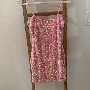 Elvi Pink and Gold Sequin Dress